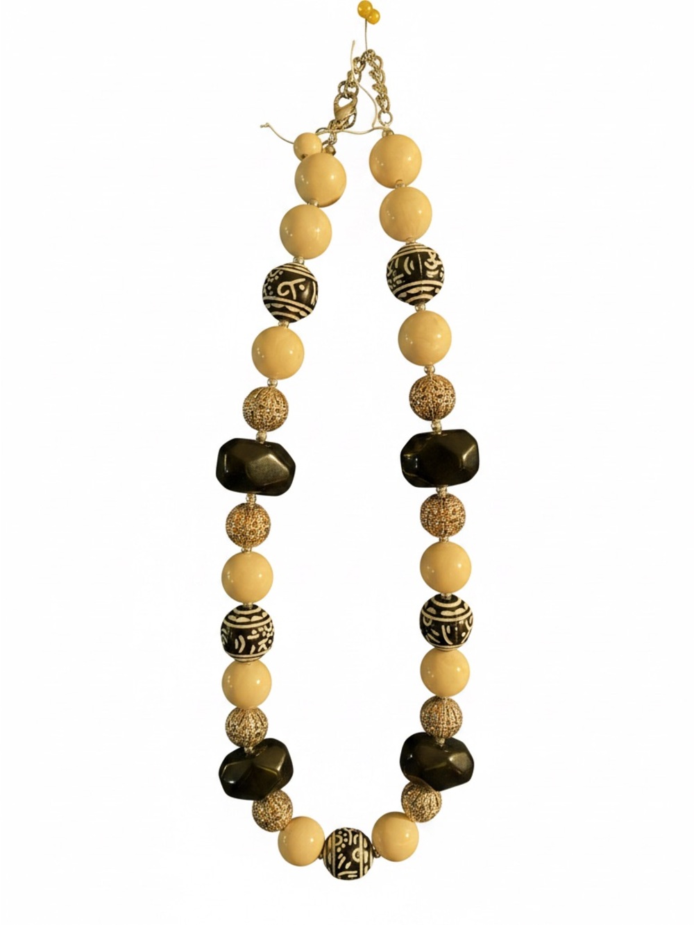 Erica Lyons Black and Cream Beaded Statement Necklace